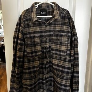 5.11 Tactical Black and Tan Plaid Button Down Shirt
